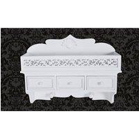 Berkfield Home Wall Shelf/Peg with 3 Drawers 2 Hooks in White