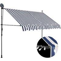 Berkfield Home Manual Retractable Awning with LED 250 cm Blue & White