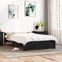 Berkfield Home Bed Frame Black Solid Wood 135x190 cm Double