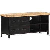 Berkfield Home TV Cabinet 90x30x41 cm Rough Mango Wood in Black | Size: 90 x 30 x 41 cm