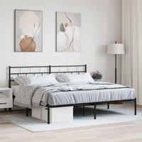Berkfield Home Metal Bed Frame with Headboard Black 193x203 cm