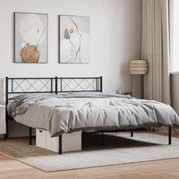 Berkfield Home Metal Bed Frame with Headboard Black 140x190 cm