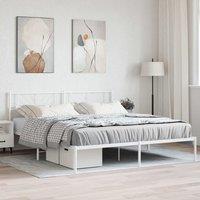 Berkfield Home Metal Bed Frame with Headboard White 193x203 cm