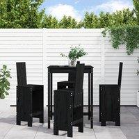 Berkfield Home 5 Piece Garden Bar Set Black Solid Wood Pine