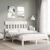Berkfield Home Bed Frame with Headboard White 140x200 cm Solid Wood
