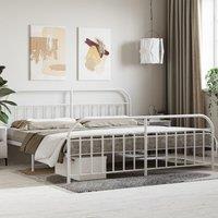 Berkfield Home Metal Bed Frame with Headboard & Footboard White 193x203 cm