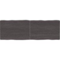 Berkfield Home Table Top Dark Grey 140x50x(2-4) cm Treated Solid Wood Live Edge in Brown