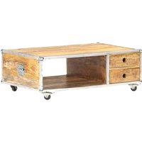 Berkfield Home Coffee Table 89x59x33 cm Solid Rough Mango Wood in Brown | Size: 89 x 59 x 33 cm