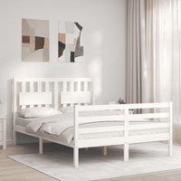 Berkfield Home Bed Frame with Headboard White 140x190 cm Solid Wood
