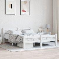 Berkfield Home Bed Frame White Solid Pinewood 120x200 cm | Size: Small Double