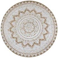 Berkfield Home Area Rug Braided Jute Printed 150 cm Round in Beige | Size: 100 cm diameter