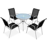Berkfield Home 5 Piece Outdoor Dining Set Steel Black in Grey