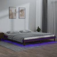 Berkfield Home LED Bed Frame Honey Brown 200x200 cm Solid Wood