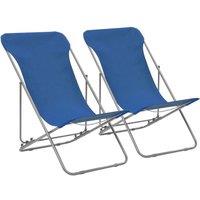 Berkfield Home Folding Beach Chairs 2 pcs Steel & Oxford Fabric Blue