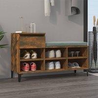 Berkfield Home Shoe Cabinet Smoked Oak 102x36x60 cm Engineered Wood in Brown | Size: 102 x 36 x 60 cm