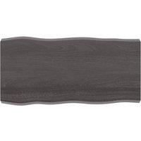 Berkfield Home Table Top Dark Grey 100x50x(2-6) cm Treated Solid Wood Live Edge in Brown