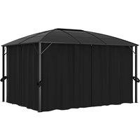 Berkfield Home Gazebo with Curtains 400x300x265 cm Anthracite in Black | Size: 400 x 300 x 265 cm