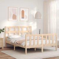 Berkfield Home Bed Frame with Headboard 120x200 cm Solid Wood in Brown