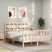 Berkfield Home Bed Frame with Headboard 120x200 cm Solid Wood in Brown