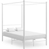 Berkfield Home Canopy Bed Frame White Metal 140x200 cm