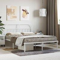 Berkfield Home Metal Bed Frame with Headboard White 140x190 cm