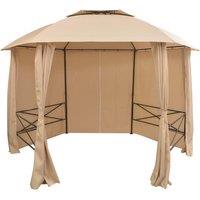 Berkfield Home Garden Marquee Pavilion Tent with Curtains Hexagonal 360x265 cm in Beige