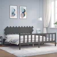 Berkfield Home Bed Frame with Headboard Grey 200x200 cm Solid Wood
