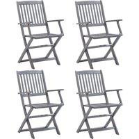 Berkfield Home Folding Outdoor Chairs 4 pcs Solid Acacia Wood in Grey