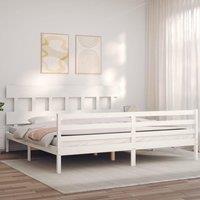 Berkfield Home Bed Frame with Headboard White 200x200 cm Solid Wood