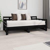 Berkfield Home Pull-out Day Bed Black Solid Wood Pine 2x(90x190) cm