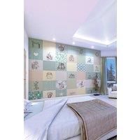 Origin Murals Retro Illustrations Wall Mural in Green | Size: W350 cm x H280 cm