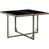 Berkfield Home Garden Table Grey 109x107x74 cm Poly Rattan & Glass | Size: 109 x 107 x 74 cm