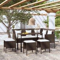 Berkfield Home 5 Piece L-shaped Couch Sofa Set with Cushions Poly Rattan Brown