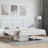 Berkfield Home Metal Bed Frame with Headboard White 140x190 cm