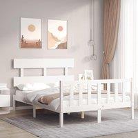 Berkfield Home Bed Frame with Headboard White 120x200 cm Solid Wood