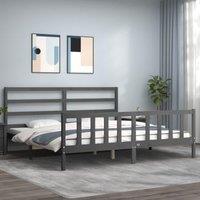 Berkfield Home Bed Frame with Headboard Grey 200x200 cm Solid Wood