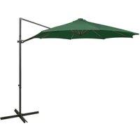 Berkfield Home Cantilever Umbrella with Pole & LED Lights Green 300 cm