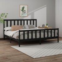 Berkfield Home Bed Frame Black Solid Wood Pine 200x200 cm