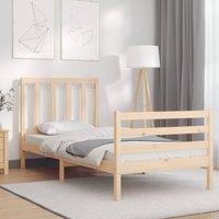 Berkfield Home Bed Frame with Headboard 90x200 cm Solid Wood in Brown