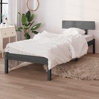 Berkfield Home Bed Frame Grey Solid Wood Pine 90x190 cm Single