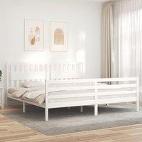 Berkfield Home Bed Frame with Headboard White 200x200 cm Solid Wood