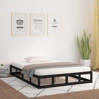 Berkfield Home Bed Frame Black 120x200 cm Solid Wood | Size: Small Double