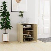 Berkfield Home Shoe Cabinet Sonoma Oak 60x35x70 cm Engineered Wood in Brown | Size: 60 x 35 x 70 cm