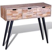 Berkfield Home Console Table with 3 Drawers Reclaimed Teak Wood in Brown