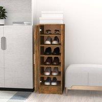 Berkfield Home Shoe Cabinet Smoked Oak 32x35x92 cm Engineered Wood in Brown | Size: 32 x 35 x 92 cm