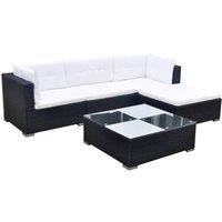 Berkfield Home 5 Piece Garden Lounge Set with Cushions Poly Rattan Black