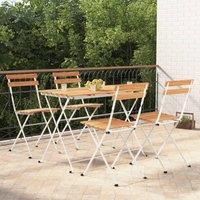 Berkfield Home 5 Piece Folding Bistro Set Solid Wood Acacia & Steel in Brown