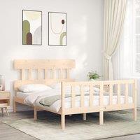 Berkfield Home Bed Frame with Headboard 140x200 cm Solid Wood in Brown