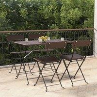 Berkfield Home Folding Bistro Chairs 4 pcs Brown Poly Rattan & Steel
