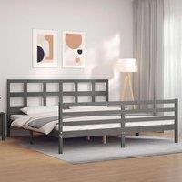 Berkfield Home Bed Frame with Headboard Grey 200x200 cm Solid Wood